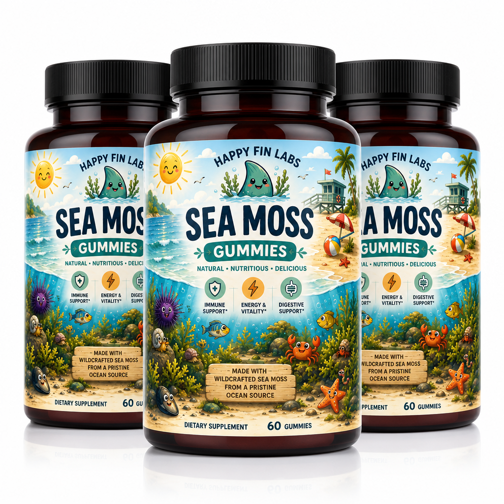 Happy Fin Labs Sea Moss Gummies product line
